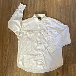 Vintage Wrangler Pearl Snap White Ivory Dress Shirt XL